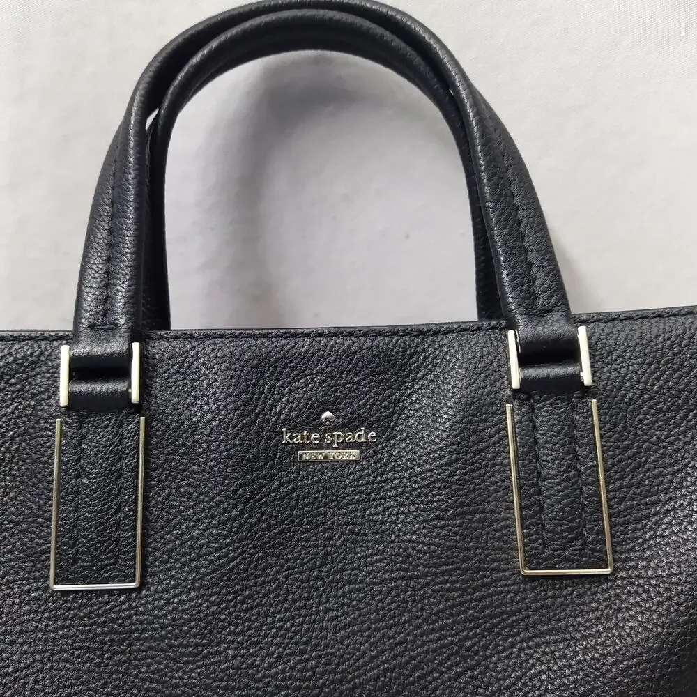 Kate Spade New York Black Leather Double Handles Zipper Satchel Shoulder Bag